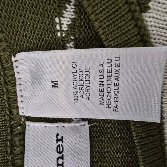 WOMENS ALFRED DUNNER BOLD STRIPED SWEATER DARK OLIVE AND CREAM SIZE MED EUC - Picture 7 of 8